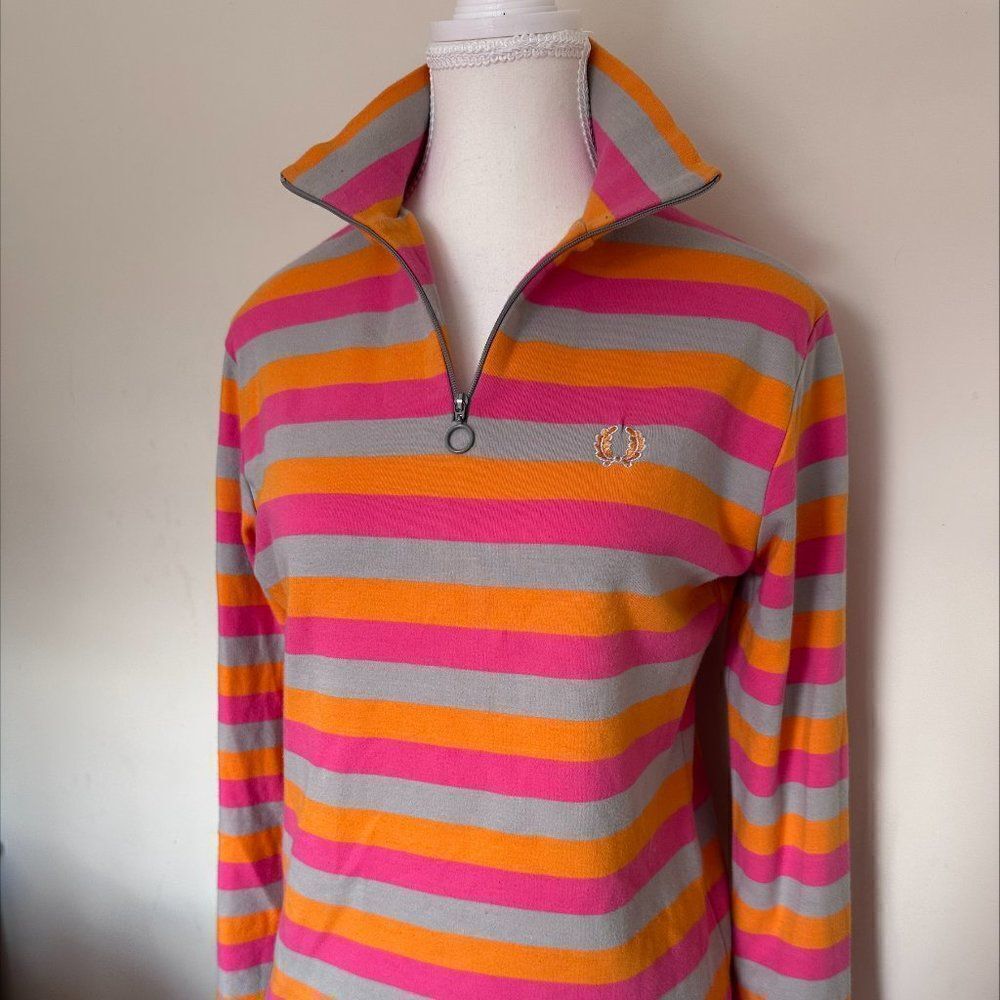 Fred Perry all cotton knit long sleeved zippered turtle neck sz 12 for layering